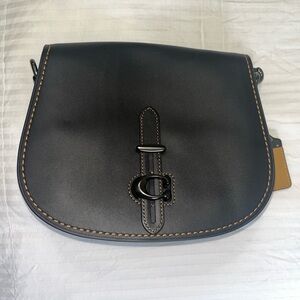 Coach Black Leather Saddle Bag